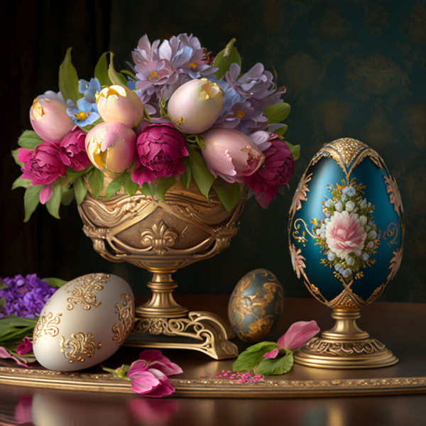 А эти изображения роскошных яйц в царском стиле.