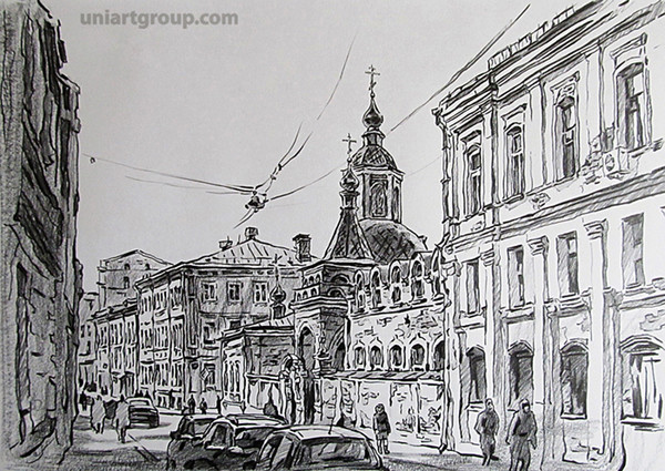 Городской пейзаж Москвы карандашом на бумаге.
http://uniartgroup.com/grafika/